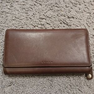 Coach Vintage Brown Leather Envelope Wallet Bag Y2K Christmas Gift
